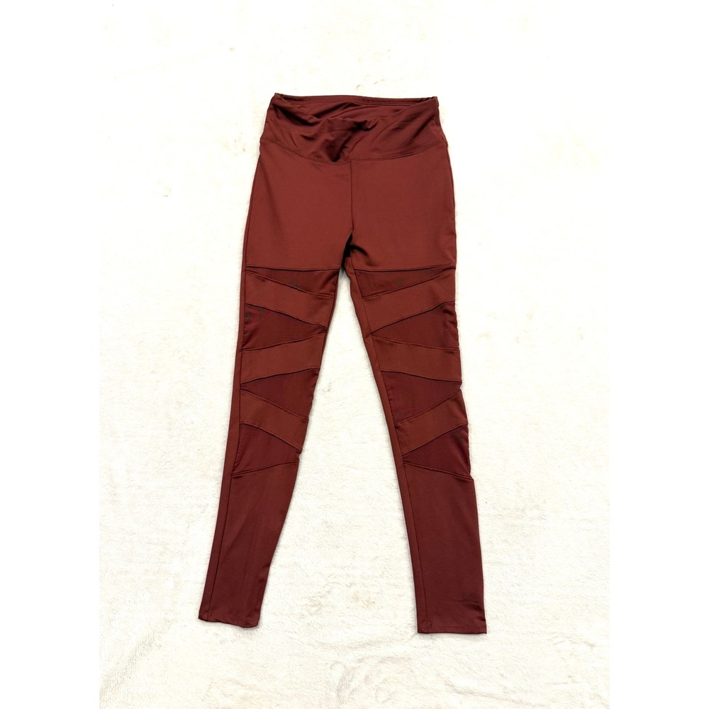 Bozzolo Womens Moto Mesh Panel Leggings Burgundy‎ Medium AP52311 Activewear